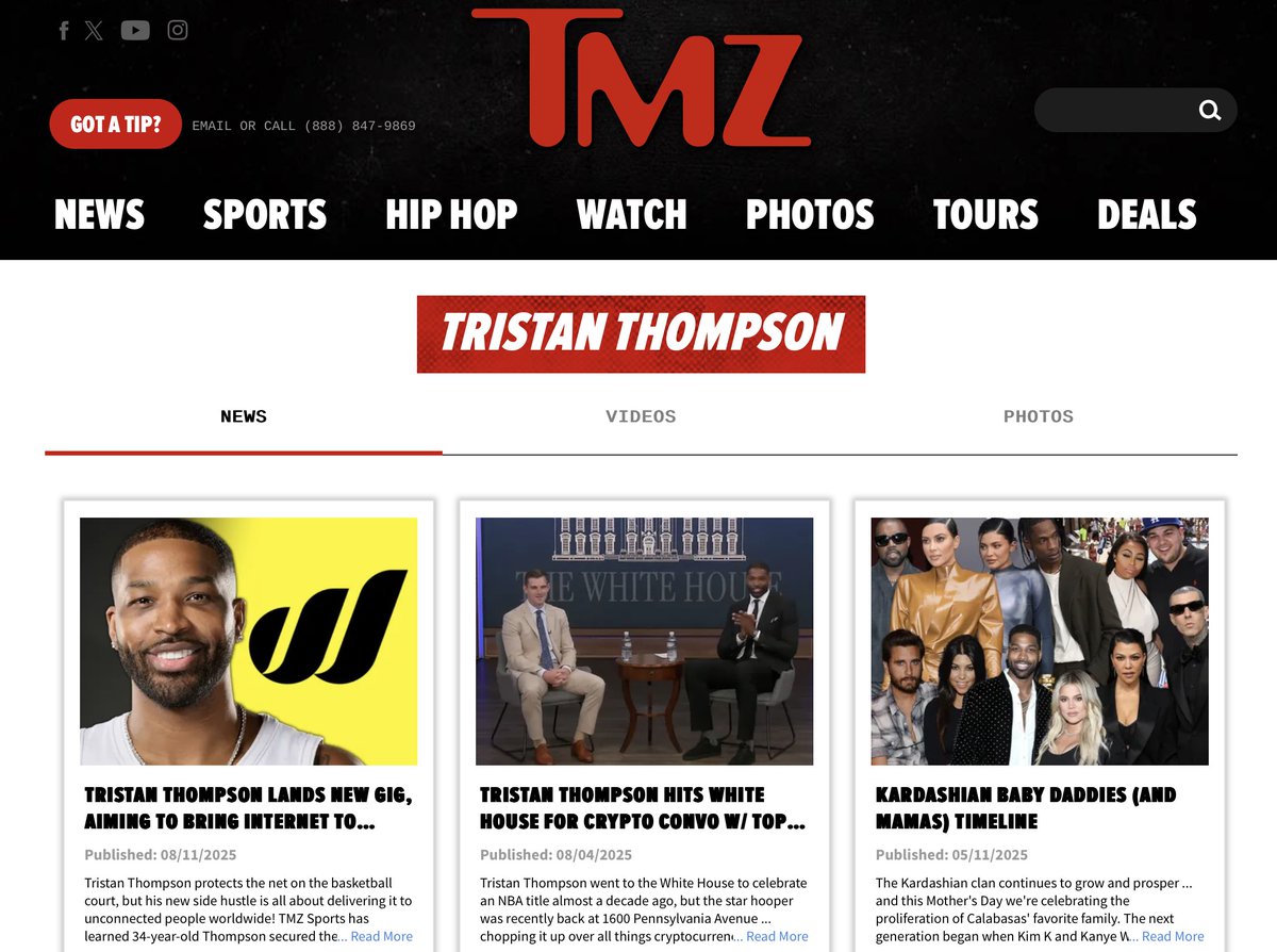 TapTools (@taptools) on Twitter photo BREAKING: Cardano-based telecom World Mobile featured on TMZ with NBA champion Tristan Thompson (<a href="/RealTristan13/">Tristan Thompson</a>). BREAKING: Cardano-based telecom World Mobile featured on TMZ with NBA champion Tristan Thompson (<a href="/RealTristan13/">Tristan Thompson</a>).