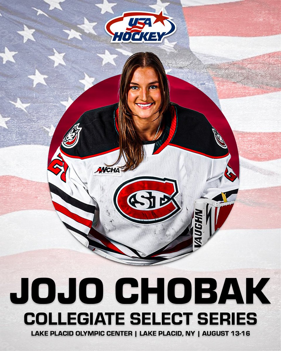 St. Cloud State Women’s Hockey (@scsuhuskies_whk) on Twitter photo 🇺🇸 𝐔.𝐒. 𝐂𝐨𝐥𝐥𝐞𝐠𝐢𝐚𝐭𝐞 𝐒𝐞𝐥𝐞𝐜𝐭 𝐓𝐞𝐚𝐦 🇺🇸
𝐉𝐨𝐣𝐨 𝐂𝐡𝐨𝐛𝐚𝐤 will represent Team USA (<a href="/usahockey/">USA Hockey</a>) at the 2025 Collegiate Select Series against Canada this week (Aug. 13-16) in Lake Placid 🥅
#HuskyHockey 🏒 | #GoHuskies 🐾 | <a href="/ViolaChobak/">Viola Chobak</a> 🇺🇸 𝐔.𝐒. 𝐂𝐨𝐥𝐥𝐞𝐠𝐢𝐚𝐭𝐞 𝐒𝐞𝐥𝐞𝐜𝐭 𝐓𝐞𝐚𝐦 🇺🇸
𝐉𝐨𝐣𝐨 𝐂𝐡𝐨𝐛𝐚𝐤 will represent Team USA (<a href="/usahockey/">USA Hockey</a>) at the 2025 Collegiate Select Series against Canada this week (Aug. 13-16) in Lake Placid 🥅
#HuskyHockey 🏒 | #GoHuskies 🐾 | <a href="/ViolaChobak/">Viola Chobak</a>