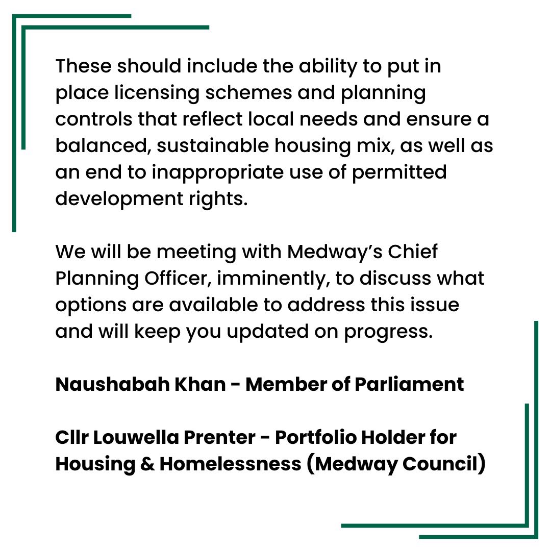 ❗️The rate and scale of HMO conversions in Gillingham have reached an unsustainable level and are now negatively impacting our local community.

Cllr Prenter and I are determined to change this. Please read our statement in full.