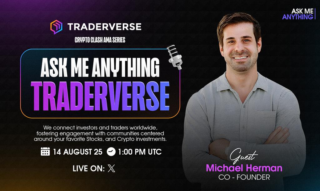 Crypto Clash (@cryptoclash1) on Twitter photo ๐Don't miss the opportunity to join us for a #TwitterSpaceAMA with Traderverse.
โพ๏ธAI-powered - Social Trading Network.
๐ฐ 14th Aug, 1 PM UTC
๐ฐ 50$ USDT
๐ฃ Michael Herman
๐ Space : x.com/i/spaces/1yNGaโฆ
๐ Rules:
1๏ธโฃ Follow <a href="/TRADERVERSEio/">TRADERVERSE.io</a>
2๏ธโฃ Like & Retweet. ๐Don't miss the opportunity to join us for a #TwitterSpaceAMA with Traderverse.
โพ๏ธAI-powered - Social Trading Network.
๐ฐ 14th Aug, 1 PM UTC
๐ฐ 50$ USDT
๐ฃ Michael Herman
๐ Space : x.com/i/spaces/1yNGaโฆ
๐ Rules:
1๏ธโฃ Follow <a href="/TRADERVERSEio/">TRADERVERSE.io</a>
2๏ธโฃ Like & Retweet.