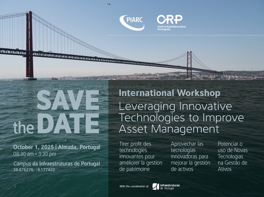Infra_PT's tweet photo. 📅 SAVE THE DATE | 1 de outubro

Com a coordenação da #InfraestruturasdePortugal, o #CRP - Centro Rodoferroviário Português e o @PIARC_Roads vão realizar, no dia 1 de outubro, um #workshop sobre o tema “ Potenciar o uso das Novas Tecnologias na Gestão de Ativos”.
#PIARC
#Inovação https://t.co/xhIClunJQH