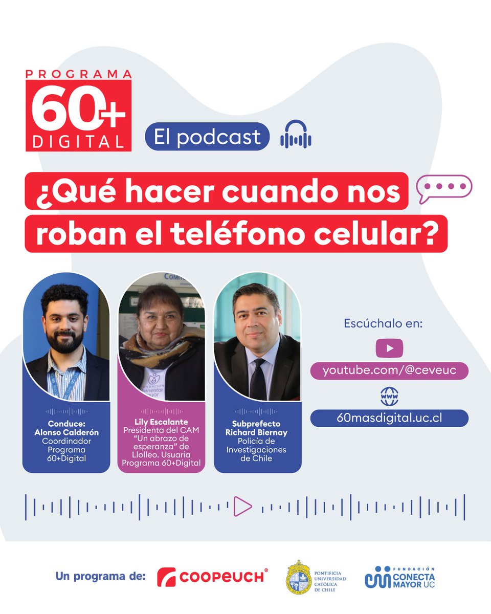 ¿Qué hacer si te roban el teléfono celular?
¡Te lo cuento en el cuarto capítulo de "Comunidad 60+Digital: el podcast"!

En este cuarto capítulo comparto algunos consejos a considerar en caso de ser víctima de este tipo de robos. Puedes escucharlo aquí: 
youtube.com/watch?v=_ZexpI…