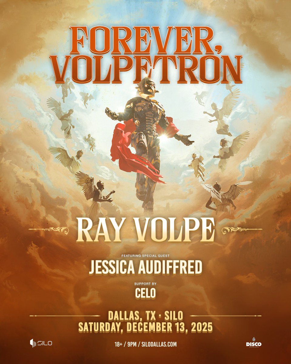 Disco Presents (@discopresentshq) on Twitter photo JUST ANNOUNCED 🤖 <a href="/rayvolpe/">ray volpe</a> brings the Forever, Volpetron Tour to Charlotte, Austin & Dallas 💥
Charlotte, NC - 11/15 - <a href="/Blackbox_CLT/">Blackbox Charlotte</a>
Austin, TX - 12/6 - <a href="/concourseproj/">The Concourse Project</a>
Dallas, TX - 12/13 - <a href="/SiloDallas/">SILO Dallas</a>
Sign up for access to the presale → rayvolpe.com
🎟: Presale JUST ANNOUNCED 🤖 <a href="/rayvolpe/">ray volpe</a> brings the Forever, Volpetron Tour to Charlotte, Austin & Dallas 💥
Charlotte, NC - 11/15 - <a href="/Blackbox_CLT/">Blackbox Charlotte</a>
Austin, TX - 12/6 - <a href="/concourseproj/">The Concourse Project</a>
Dallas, TX - 12/13 - <a href="/SiloDallas/">SILO Dallas</a>
Sign up for access to the presale → rayvolpe.com
🎟: Presale