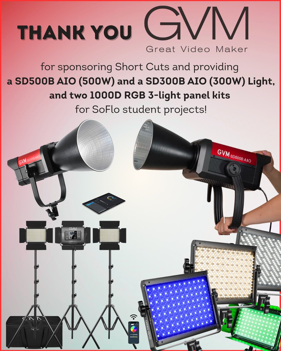 💡Big News!

We’re excited to continue our partnership with <a href="/GVMLEDglobal/">GVMLED</a>! 🙌

They’ve powered up our student equipment library with:
✨ SD500B AIO Bi-Color COB Light
✨ SD300B AIO Bi-Color COB Light
✨ 2x 1000D RGB 3-Light Kits!

DM to borrow for your next student project. FREE!