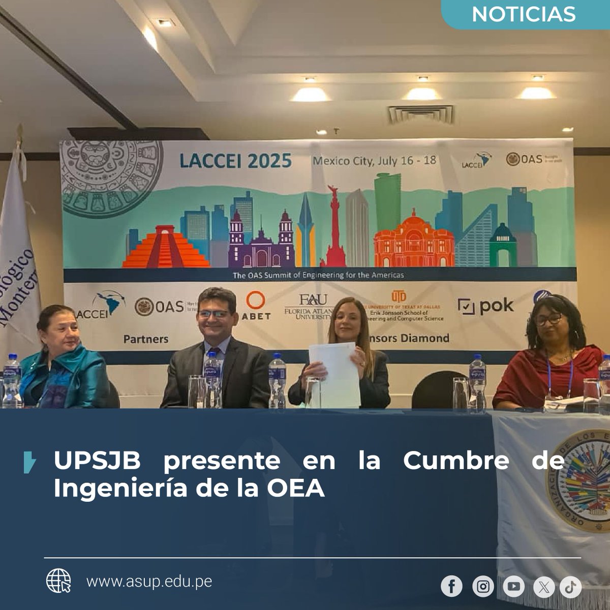 🔵 #Noticias
UPSJB PRESENTE EN LA CUMBRE DE INGENIERÍA DE LA OEA 🤝

✅La Universidad Privada San Juan Bautista  (UPSJB) continúa fortaleciendo su presencia en espacios académicos internacionales. En esta ocasión, el Dr. José Darío Gonzáles Zarpán, Decano de la Facultad de