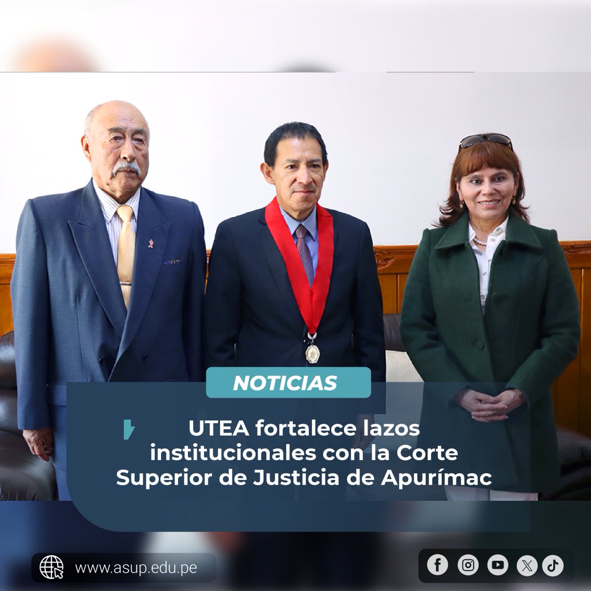 🔵 #Noticias
UTEA FORTALECE LAZOS INSTITUCIONALES CON LA CORTE SUPERIOR DE JUSTICIA DE APURÍMAC📌

✅En el marco del fortalecimiento de las relaciones interinstitucionales, la Universidad Tecnológica de los Andes  (UTEA), representada por su rectora encargada, Dra. Carolina Soto