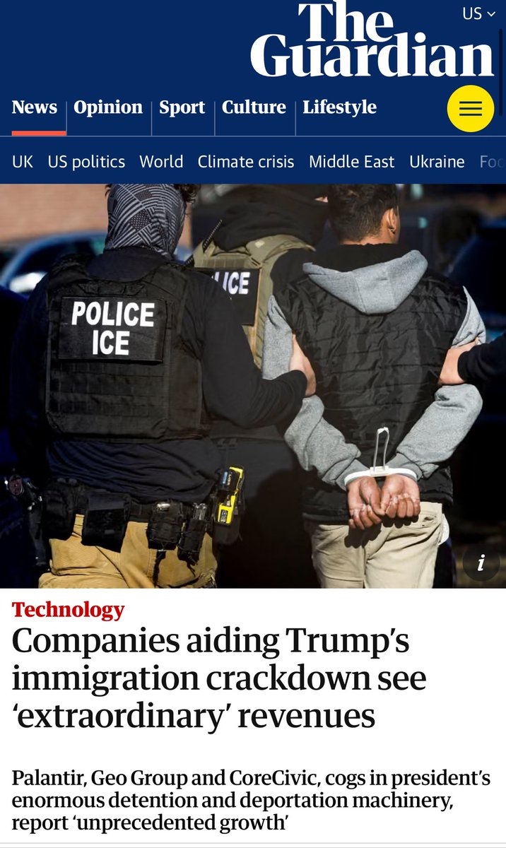 TheTNHoller's tweet photo. As expected - cruelty is big business for @CoreCivic: “The tech, surveillance and private prison providers arming Trump’s massive expansion and weaponization of immigration enforcement are running a victory lap after their latest financial results.” https://t.co/PRLVOMpPUw https://t.co/aXztYpxIQo