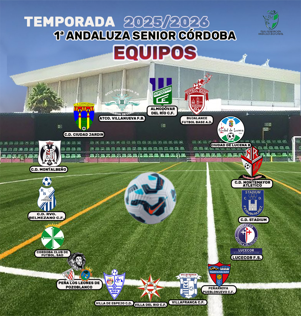 𝗢𝗙𝗜𝗖𝗜𝗔𝗟
Calendario de:
1ª Andaluza Sénior (Córdoba)
Temp. 2025/2026
 #FútbolRFAF #MontemayorAtlético #Temporada2025_26 #orgullorojillo