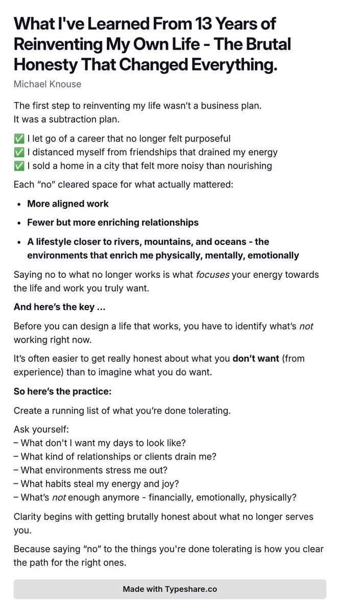 MichaelKnouse's tweet photo. How I got brutally honest about what needed to change before I could step into a better version of my life ... https://t.co/3dUgtjS3Xa
