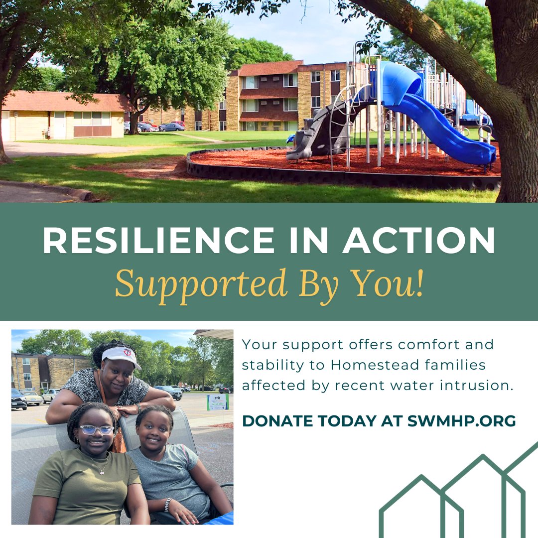 Families displaced at Homestead Apartments in Mankato need urgent support after water intrusion forced them from their homes. #SWMHP is collecting donations—100% goes to affected households. Help provide essentials &amp; housing. 💚🏠

👉 swmhp.org/about/donate/