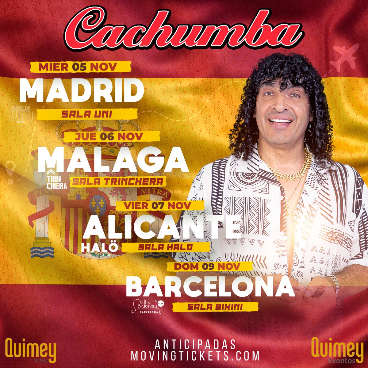 🇪🇸 ¡POR PRIMERA VEZ EN EUROPA! 🇪🇸
📍 MADRID · MÁLAGA · ALICANTE · BARCELONA
🗓️
📌 Miér 05 Nov – Madrid – Sala Uni
📌 Jue 06 Nov – Málaga – Sala Trinchera
📌 Vier 07 Nov – Alicante – Sala Halö
📌 Dom 09 Nov – Barcelona – Sala Bikini
🎟️ Anticipadas en 👉 movingtickets.com