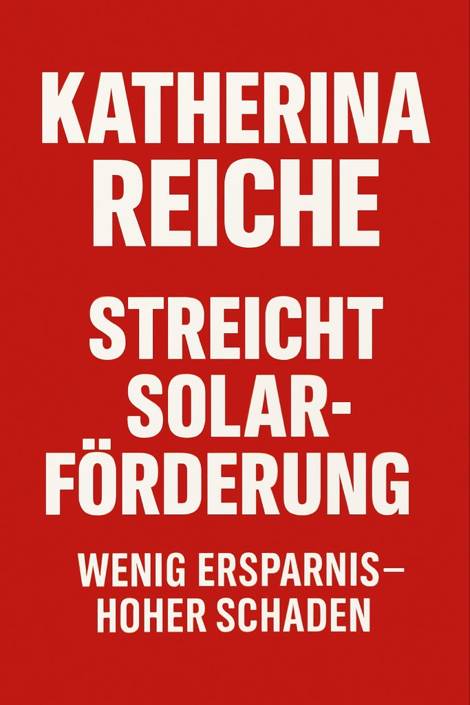 1/
Erst 100 Tage im Amt – und schon auf Kollisionskurs mit der Energiewende: Katherina Reiche will die Einspeisevergütung für neue Dach-PV kippen. Für sie „rechnet sich das längst“. Für viele: ein Geschenk an die Großen.