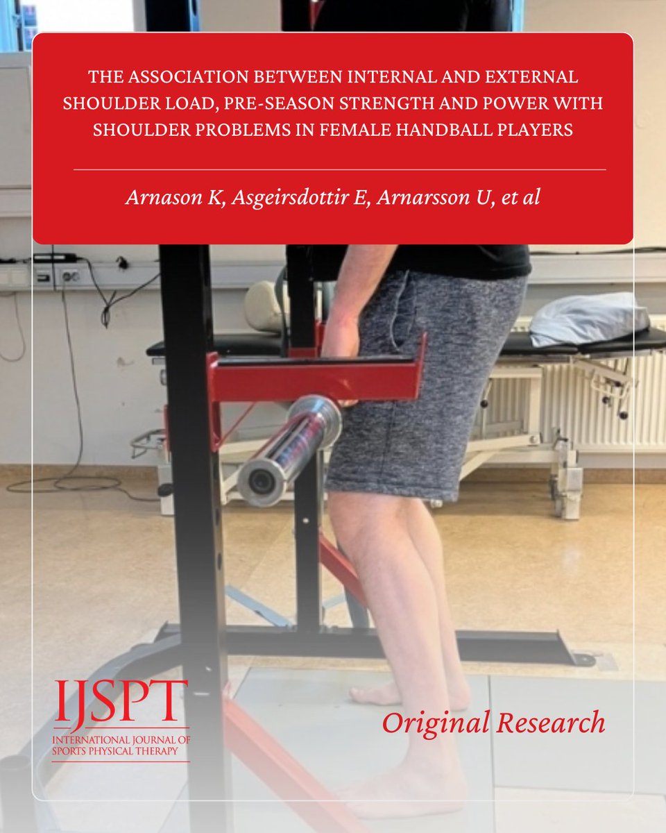 IJSPT's tweet photo. Why are shoulder issues more common in female handball? 🏐 This study links lower body strength, trunk power &amp; load to shoulder health. 

🏋️‍♀️ Read more: https://t.co/Nqlx7PT6T4 

@kariarna #ShoulderInjury #InjuryPrevention #HandballScience https://t.co/HUQDksVokJ