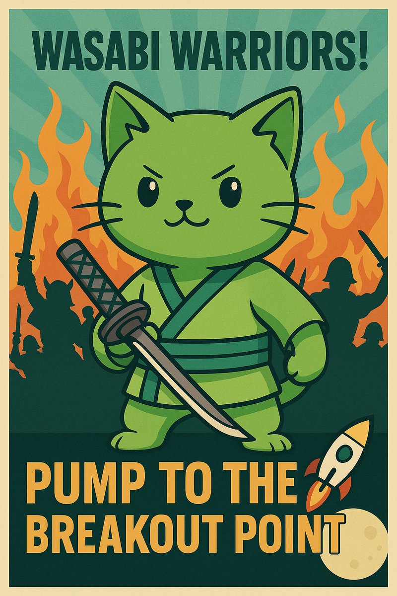wasabicat_bonk's tweet photo. 🔥 Wasabi Warriors! 🌶🐱
It’s time to pump $WASABICAT to the BREAKOUT point!
From there… no way back, only MOON! 🚀🌕
CA: 6u7ExdSfcb7jkmEXSbty5e7LngKsBYsJYyfNwSZ8bonk
#WasabiCat #WasabiWarriors #ToTheMoon https://t.co/GTJHjxjDG5