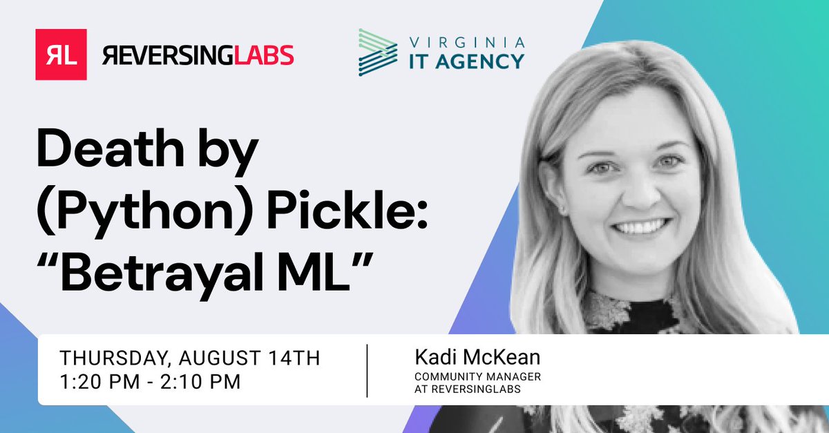ReversingLabs (@reversinglabs) on Twitter photo Happening this Thursday at the Commonwealth of Virginia Information Security Conference: ๐ฅ Evil Pickles & Machine Learning: What Could Go Wrong? Learn more: bit.ly/4m5hTuZ #COVIS2025 #MLSecurity #VirginiaCyber Happening this Thursday at the Commonwealth of Virginia Information Security Conference: ๐ฅ Evil Pickles & Machine Learning: What Could Go Wrong? Learn more: bit.ly/4m5hTuZ #COVIS2025 #MLSecurity #VirginiaCyber