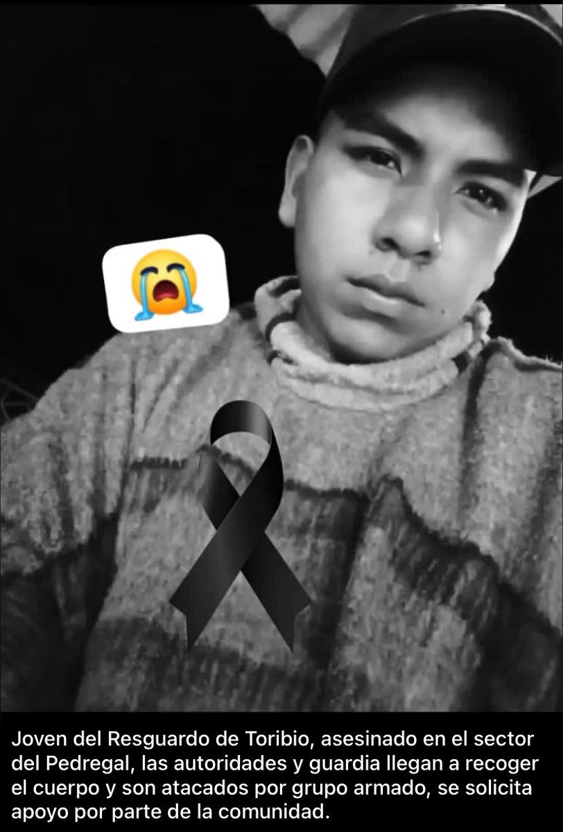 CapazMauricio1's tweet image. #Atención luego que actores armados asesinaran a un joven trabajador en Pedregal límites entre #Toribio y #Caloto, las autoridades indígenas quienes acudieron al acto humanitario de verificación son intimidados con disparos. Los violentos intentan consolidarse con el miedo. #SOS