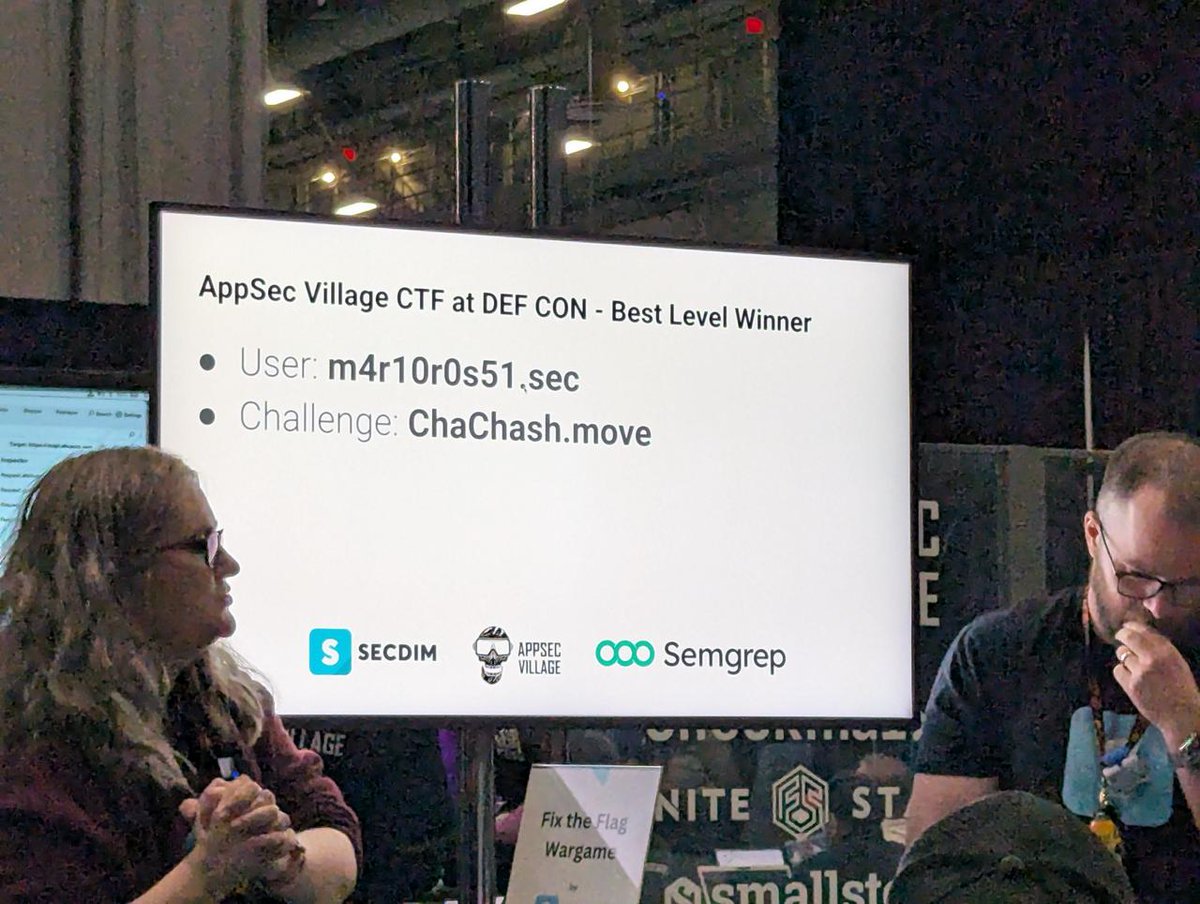 Goten (@ila_marco_) on Twitter photo The <a href="/AptosLabs/">Aptos Labs</a> and <a href="/osec_io/">OtterSec</a> team teamed up to create a set of Move challenges for <a href="/AppSec_Village/">AppSec Village</a>, and one of them even won the Best Challenge Award!
If you attempted or solved any of our challenges and have questions, feel free to DM me. Happy to chat!
/cc <a href="/zi0Black/">zi0Black</a> <a href="/FetchDEX/">FeDEX</a> The <a href="/AptosLabs/">Aptos Labs</a> and <a href="/osec_io/">OtterSec</a> team teamed up to create a set of Move challenges for <a href="/AppSec_Village/">AppSec Village</a>, and one of them even won the Best Challenge Award!
If you attempted or solved any of our challenges and have questions, feel free to DM me. Happy to chat!
/cc <a href="/zi0Black/">zi0Black</a> <a href="/FetchDEX/">FeDEX</a>