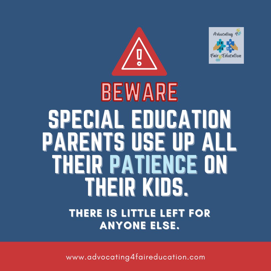 Special ed parents use 99% of their patience on their kids.

💬 Educators: Want to help? Be clear, follow through, and respect their time. Parents: What’s one thing a school has done that made you feel supported?

#IEP #SpecialEducation #ParentAdvocacy