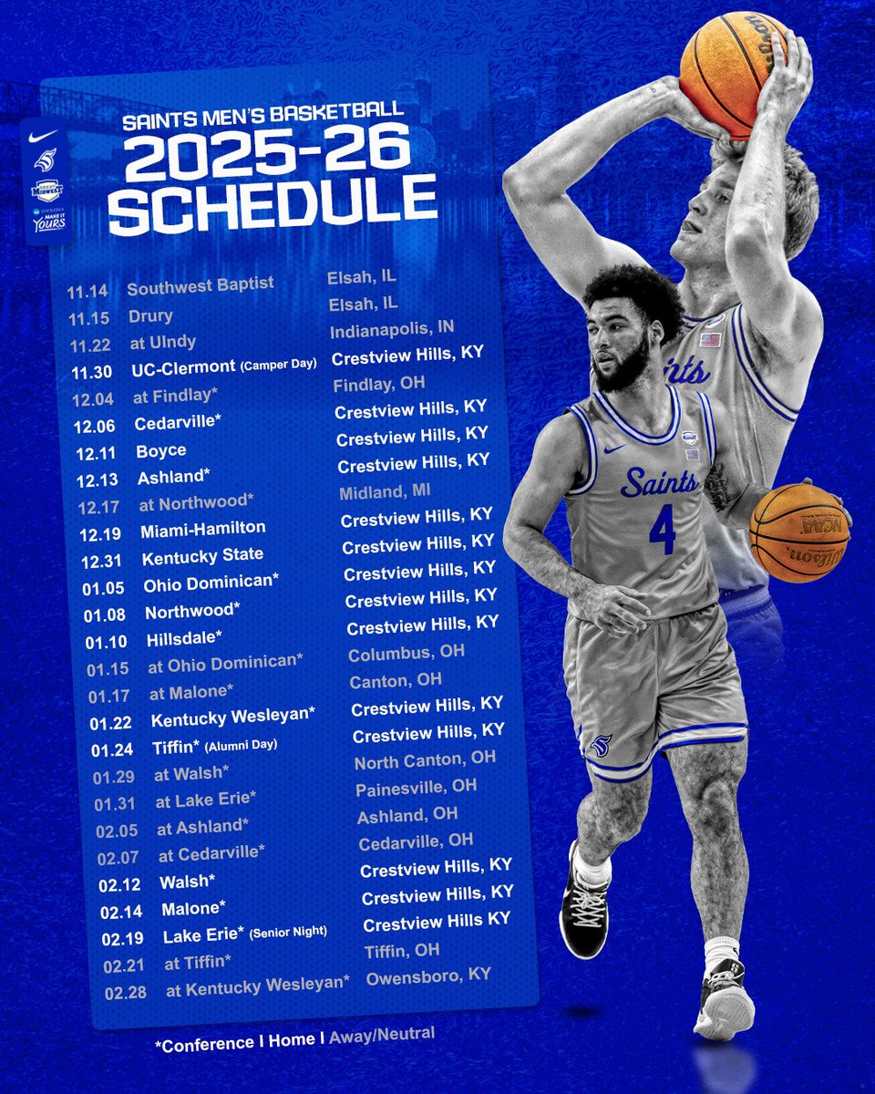 tmusaints's tweet photo. 2025-26 Saints Men's Basketball Schedule.

@TMUMensBBall 

#LetsGoSaints https://t.co/BphZVWazDR