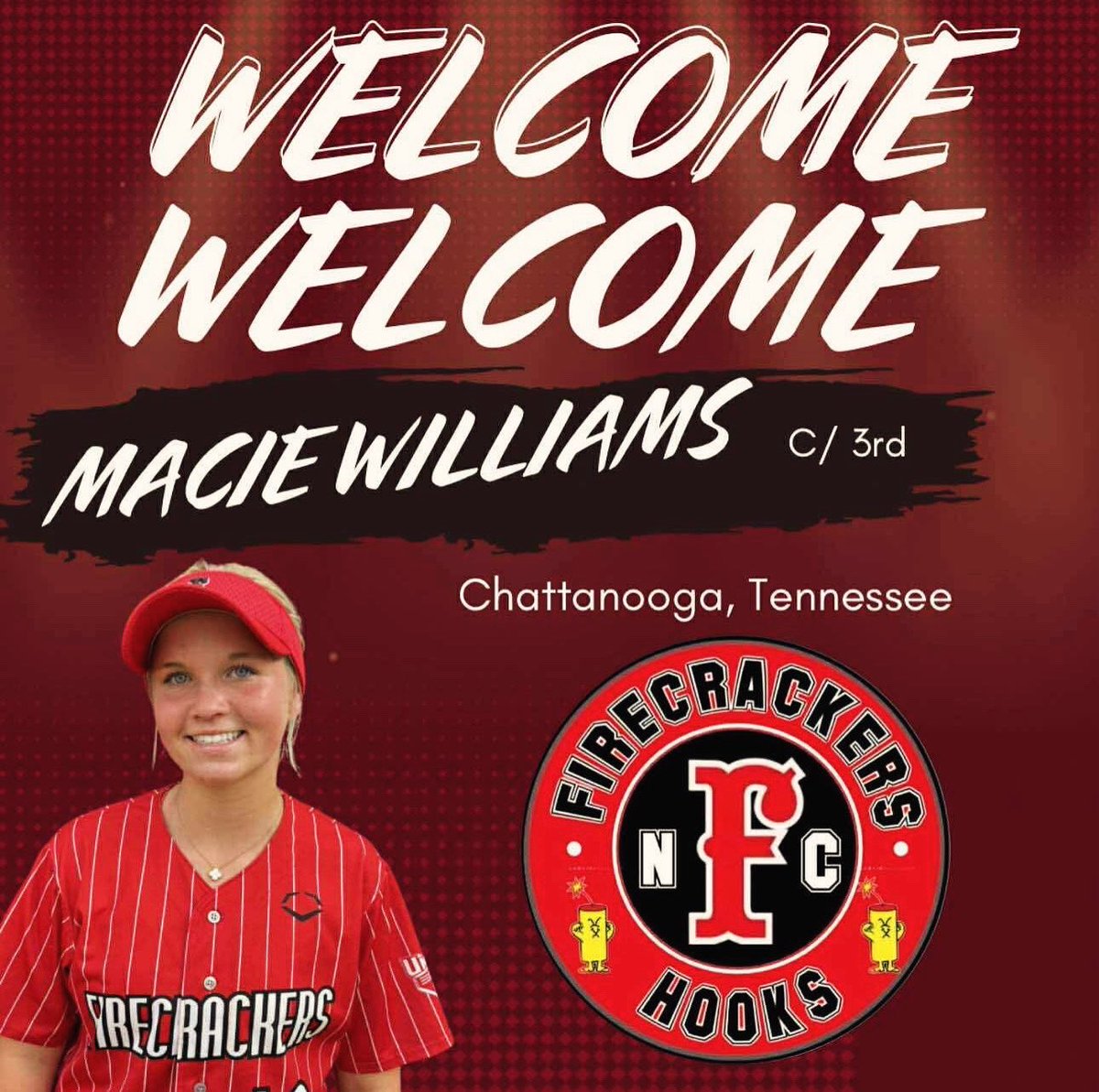 Firecrackers NC Hooks (@fc_hooks) on Twitter photo B🧨G Welcome to Macie Williams (2028) from Chattanooga, TN.
We are excited to welcome Macie to the FC Family. This talented athlete brings experience behind the plate as well as third base. In addition has a strong bat and excellent softball IQ! <a href="/Firecrackersinc/">Firecracker Softball</a> B🧨G Welcome to Macie Williams (2028) from Chattanooga, TN.
We are excited to welcome Macie to the FC Family. This talented athlete brings experience behind the plate as well as third base. In addition has a strong bat and excellent softball IQ! <a href="/Firecrackersinc/">Firecracker Softball</a>