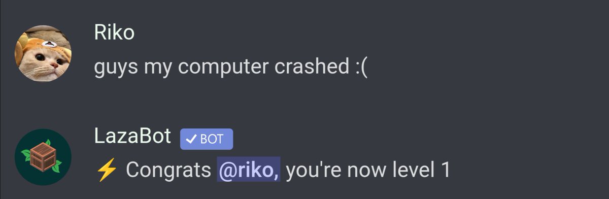 LazaBotApp's tweet image. When your computer crashes but LazaBot still celebrates your leveling up. The grind never stops! 📈

LazaBot&apos;s leveling system: Always there to cheer you on, no matter what.

#LazaBot #DiscordBot #LevelingSystem #LazaBotLevelingSystem