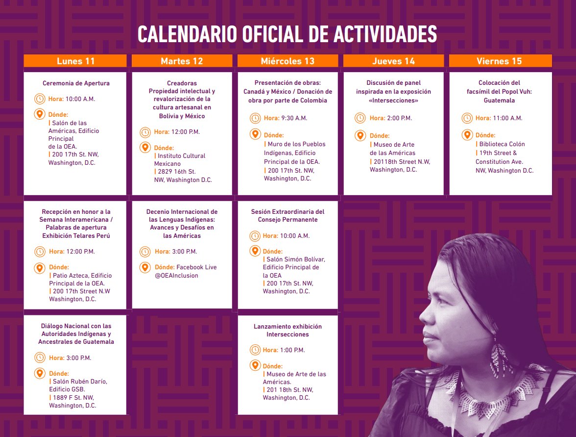 ¡Inició la VIII Semana Interamericana de los #PueblosIndígenas!
📅 Del 11 al 15 de agosto, acompáñanos en una agenda llena de diálogos, foros y actividades que visibilizan el liderazgo de las mujeres indígenas en las Américas.

🔸 Desde la voz de las mujeres indígenas: