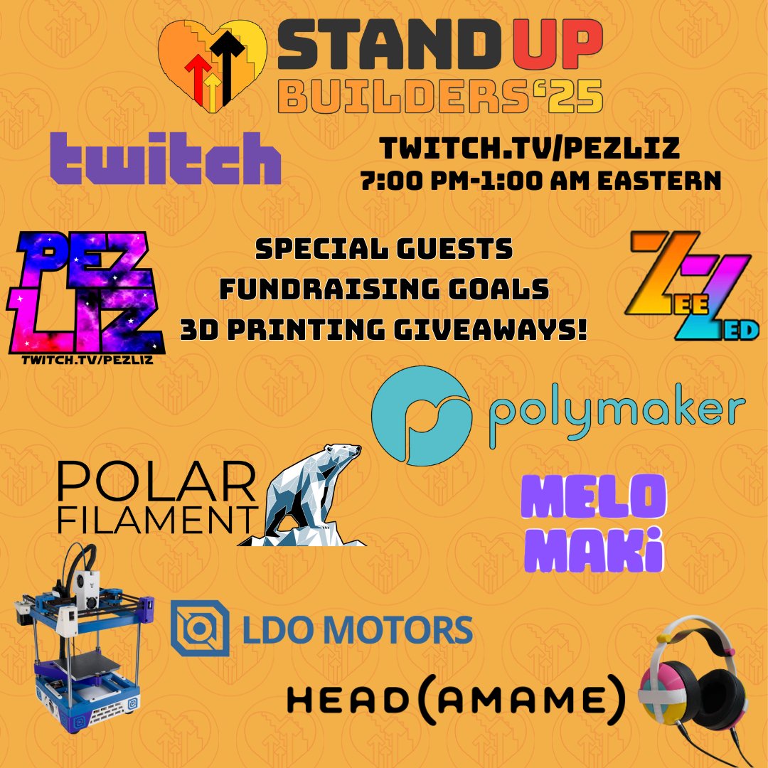 Liz B "pezliz" (@pezliz) on Twitter photo Front Page fun on Twitch tonight! We have some great guests, giveaways from <a href="/LDOMOTORSJASON/">🇨🇳🇺🇸🇪🇺LDOJason</a> <a href="/Polymaker_3D/">Polymaker</a> <a href="/PolarFilament/">Mitch - Polar Filament</a> <a href="/headamame/">head(amame)</a> & more! AND we're raising money for <a href="/SU2C/">Stand Up To Cancer</a>! Front Page fun on Twitch tonight! We have some great guests, giveaways from <a href="/LDOMOTORSJASON/">🇨🇳🇺🇸🇪🇺LDOJason</a> <a href="/Polymaker_3D/">Polymaker</a> <a href="/PolarFilament/">Mitch - Polar Filament</a> <a href="/headamame/">head(amame)</a> & more! AND we're raising money for <a href="/SU2C/">Stand Up To Cancer</a>!
