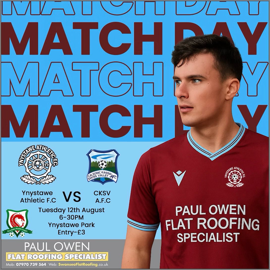 💥TUESDAY NIGHT ACTION.

The fixtures are coming thick and fast, after Saturdays defeat Ynystawe look to bounce back and take on CKSV A.F.C at Ynystawe Park 6.30 k.o.

Let's make some noise and back the boys