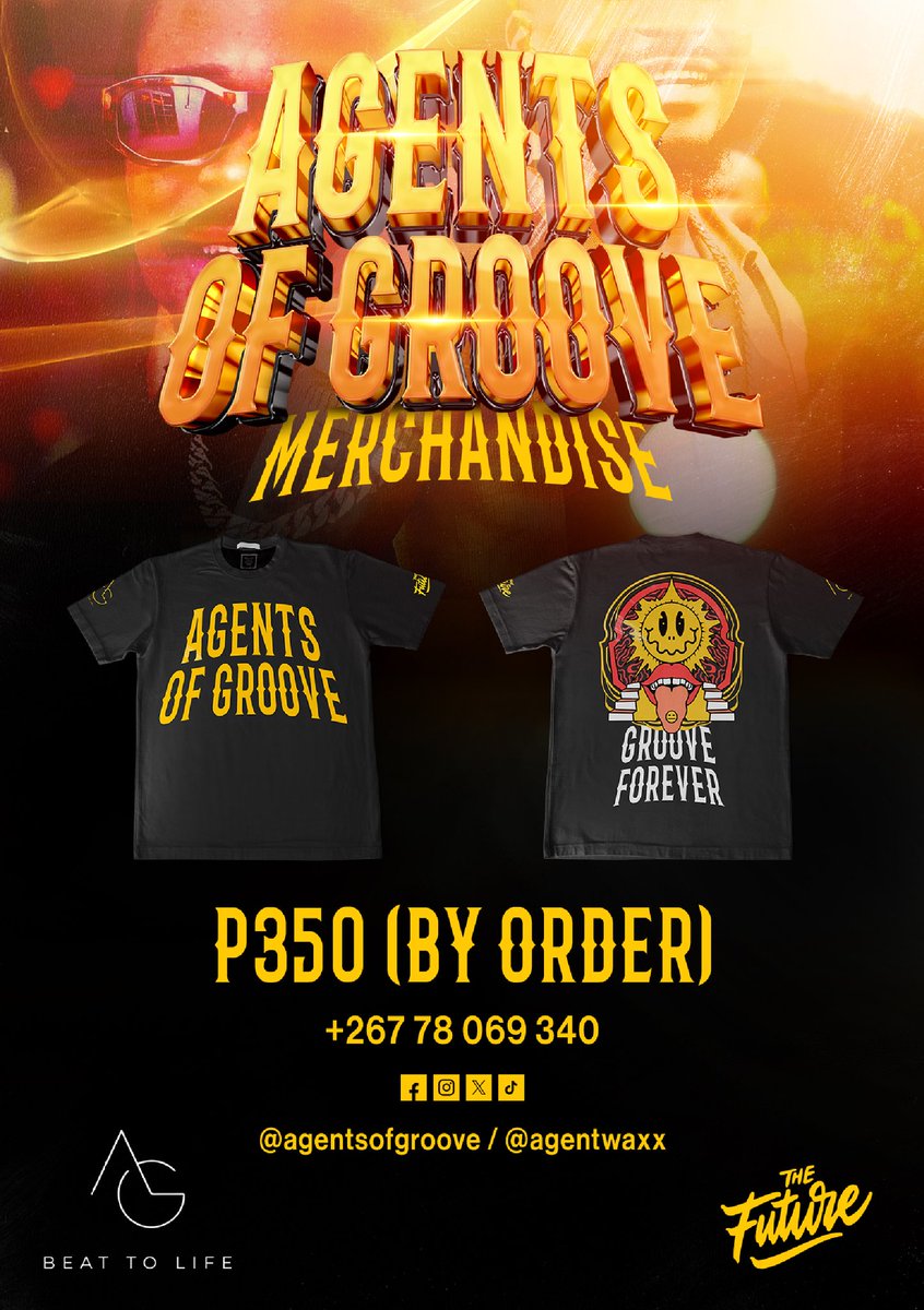 AgentWaxx's tweet photo. Agents Of Groove merch👕 now available🙏

💸: 350 BWP
📞: +267 78 069 340 

Place your order now!🫵🏽 #AgentsOfGroove https://t.co/Oic4q79kPZ