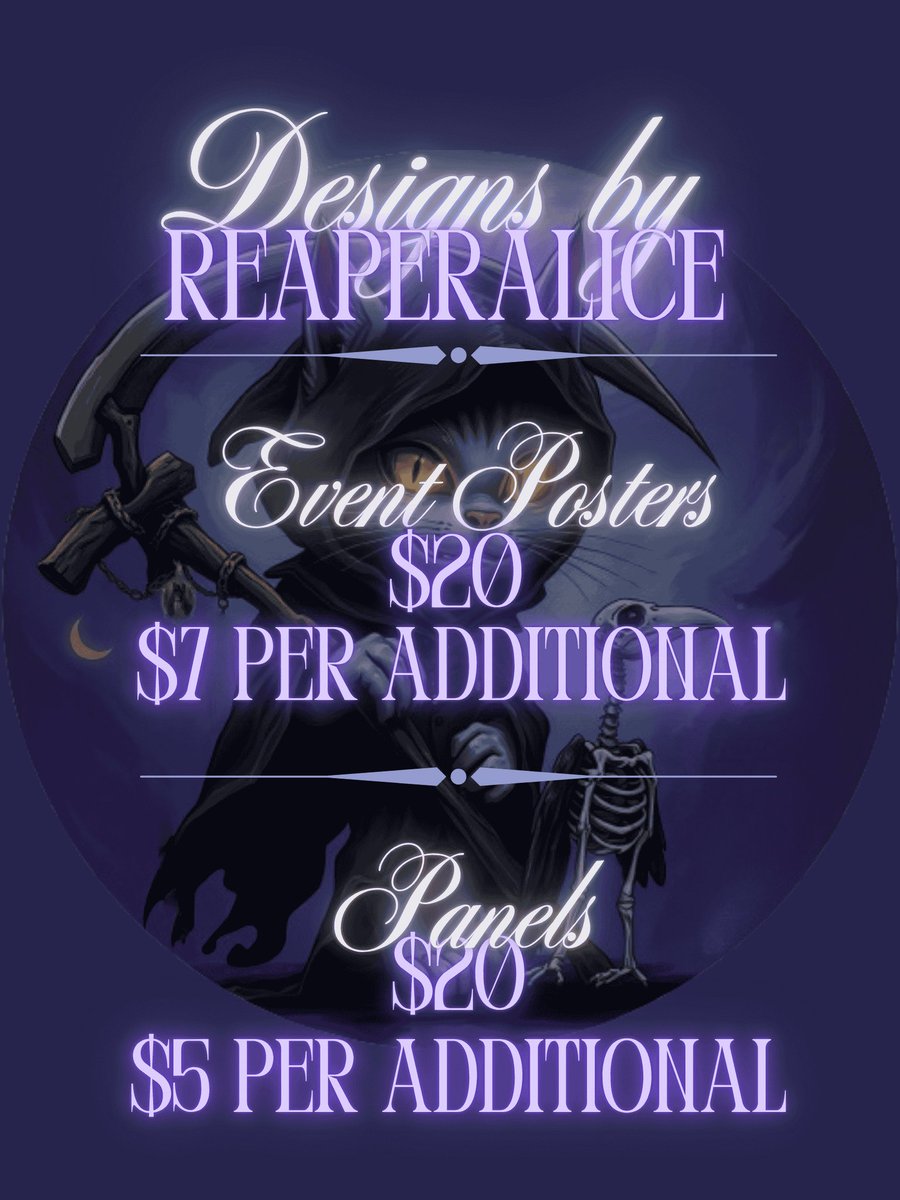 ReaperRedacted_'s tweet photo. COMMISSIONS ARE OPEN!!
 https://t.co/1bAXURUkvU
Price includes a one-on-one voice chat. Inquiries can be sent to ReaperAlice@gmail.com or open DMs [preferably on Discord] with subject  "Commission" or Kofi purchase.
.
.
#twitch #streamer #fyp #fypシ #graphicdesign #event #posters https://t.co/NfoQFE9T2x