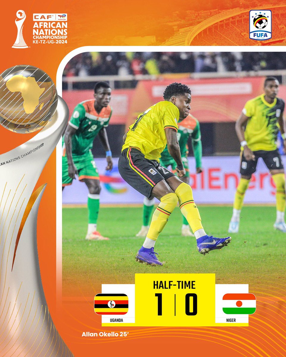 UgandaCranes's tweet photo. Half-Time! Narrow advantage. 😊

Uganda 🇺🇬 1-0 🇳🇪 Niger

#UGANIG | #TotalEnergiesCHAN2024 https://t.co/NB9usnXOkl