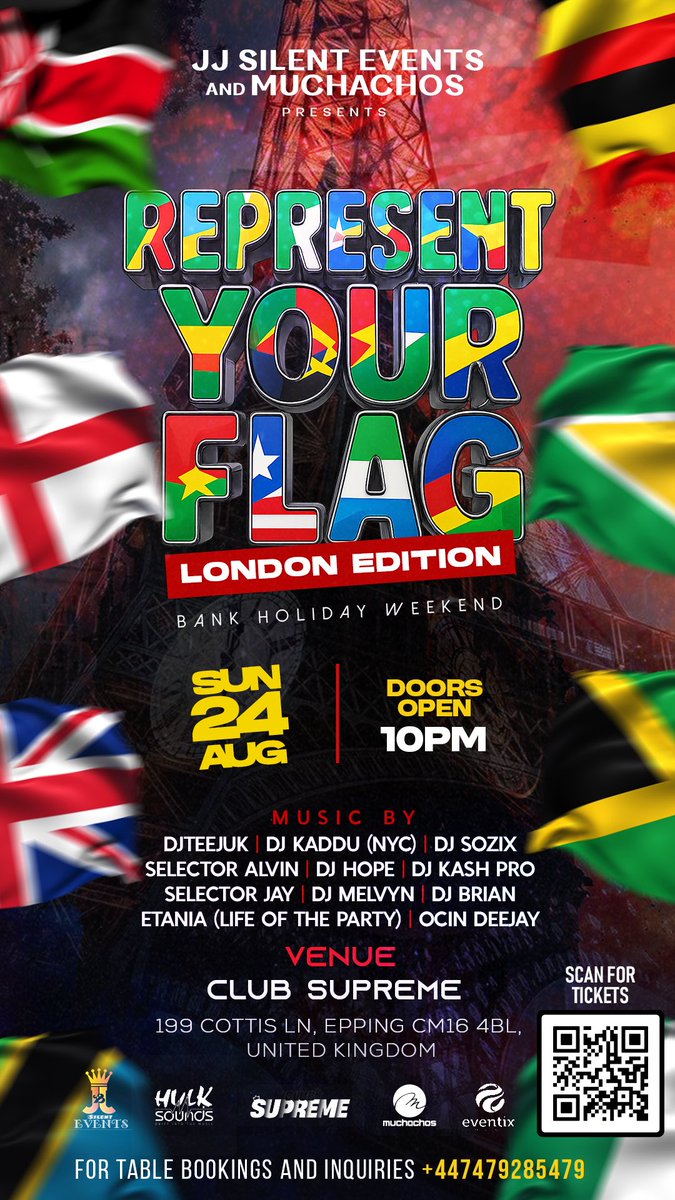 London 🇬🇧 We’re Outside Next Weekend! 
With My Fam 🇺🇬

At: Club Supreme London

So grab your tickets and let’s jam together
🎫: eventbrite.com/e/represent-yo…