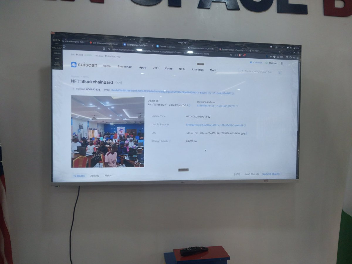 ade48823's tweet photo. Big thanks to *@SuiNetwork* for sponsoring our blockchain development training in *Bauchi*! 🙌
We’re excited to be learning, building, and minting NFTs on the Sui blockchain.
#Sui #Blockchain #Web3 #NFT #DevTraining #Bauchi
🖼️ NFT minted live on Sui! https://t.co/GaytL9lYhj