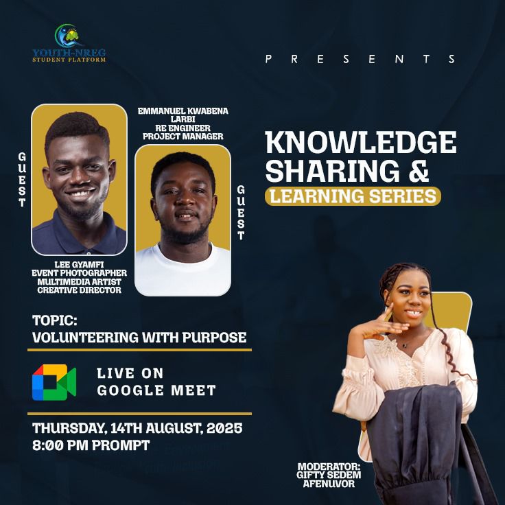 Join our students platform this Thursday for an exciting conversation on volunteering. 

We will be having a conversation with Lee Gyamfi, and Emmanuel Kwabena Larbi.

This is a Knowledge-sharing and learning series

You can join with the link below:
 meet.google.com/wie-gsvc-zsn