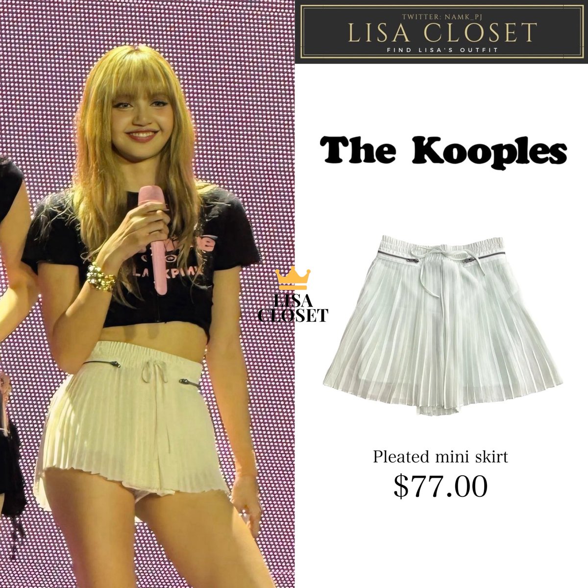 namk_pj's tweet image. [250809 #BLACKPINK_DEADLINE ] #DEADLINE_IN_BARCELONA 🖤🩷
Tee 1,600฿ ($50)
Skirt 2,500฿ ($77)
Sneaker 3,700฿ ($115)
Bracelet 39,500฿ ($1,210)
💸 Total 47,300฿ ($1,452)
@wearelloud @BLACKPINK 
#LISA_CLOSET
#LISA #WeAreLLOUD #BLACKPINK
#리사 #블랙핑크 
#DEADLINEinBARCELONA_LISA