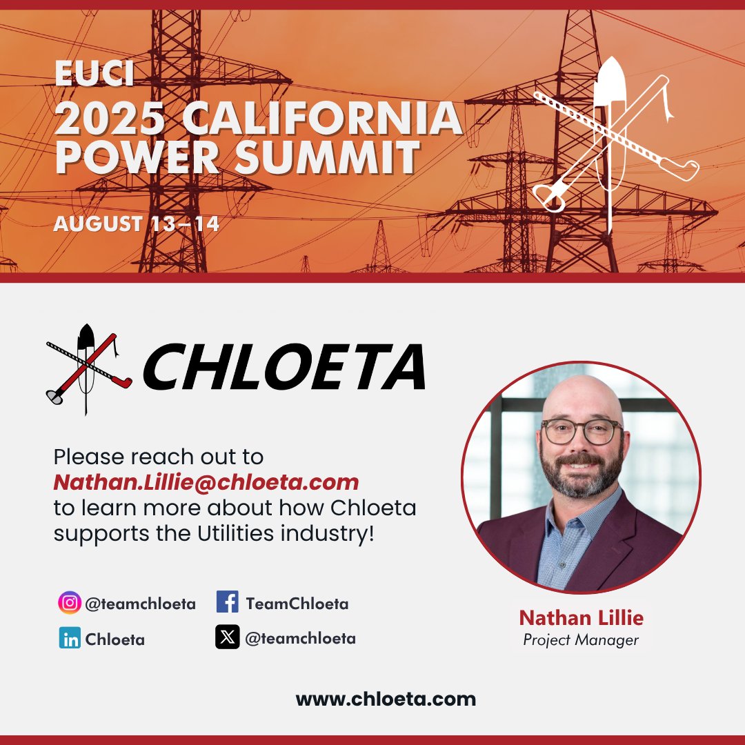 teamchloeta's tweet image. #TeamChloeta is headed to #CaliforniaPowerSummit2025 to join leaders tackling California’s power challenges. We’ll discuss #WildfireMitigation, #DisasterPreparedness, #GridResilience, and emerging risks while collaborating on strategy and providing solutions. #WorkThatMatters