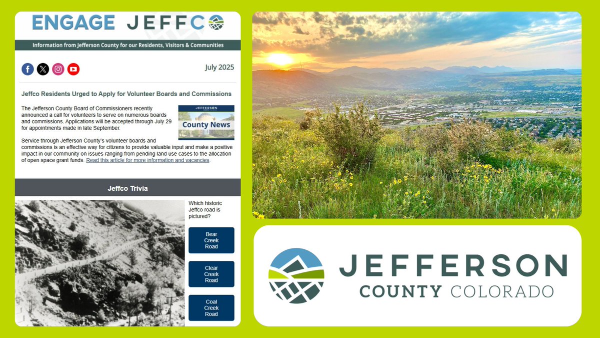 Jeffco Colorado (@jeffcocolorado) on Twitter photo #Jeffco news, events, and resources — right to your inbox 📥.
Sign up for the Engage Jeffco Newsletter today: bit.ly/Subscribe-Enga… #Jeffco news, events, and resources — right to your inbox 📥.
Sign up for the Engage Jeffco Newsletter today: bit.ly/Subscribe-Enga…
