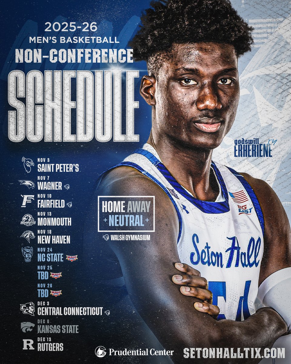 Seton Hall Men's Basketball (@setonhallmbb) on Twitter photo It's starting to feel like hoops season!
Mark your calendars, we've got 7 non-conference home games, 4 <a href="/PruCenter/">Prudential Center</a> & 3 in Walsh Gym.
Get your season tickets now: call 973-275-4255, email tickets@shu.edu or fill out an interest form: setonhalltix.com/sb_output.aspx…
#HALLin #DDD It's starting to feel like hoops season!
Mark your calendars, we've got 7 non-conference home games, 4 <a href="/PruCenter/">Prudential Center</a> & 3 in Walsh Gym.
Get your season tickets now: call 973-275-4255, email tickets@shu.edu or fill out an interest form: setonhalltix.com/sb_output.aspx…
#HALLin #DDD