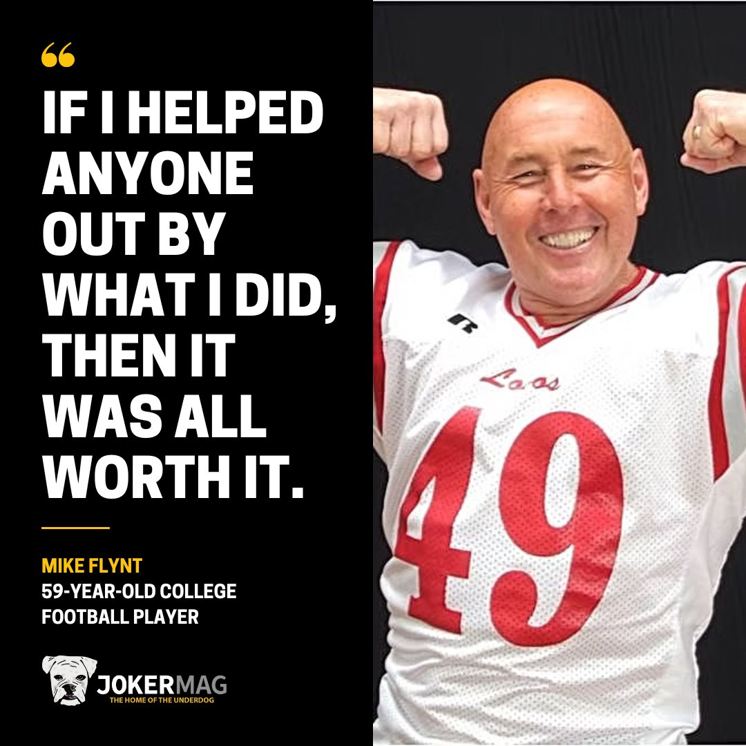 A 59-year-old man sold his house, moved 1,152 miles, and joined a college  football team. All to erase one painful regret 👇 Mike Flynt was a member  of the Permian High School, image size:1080x1080