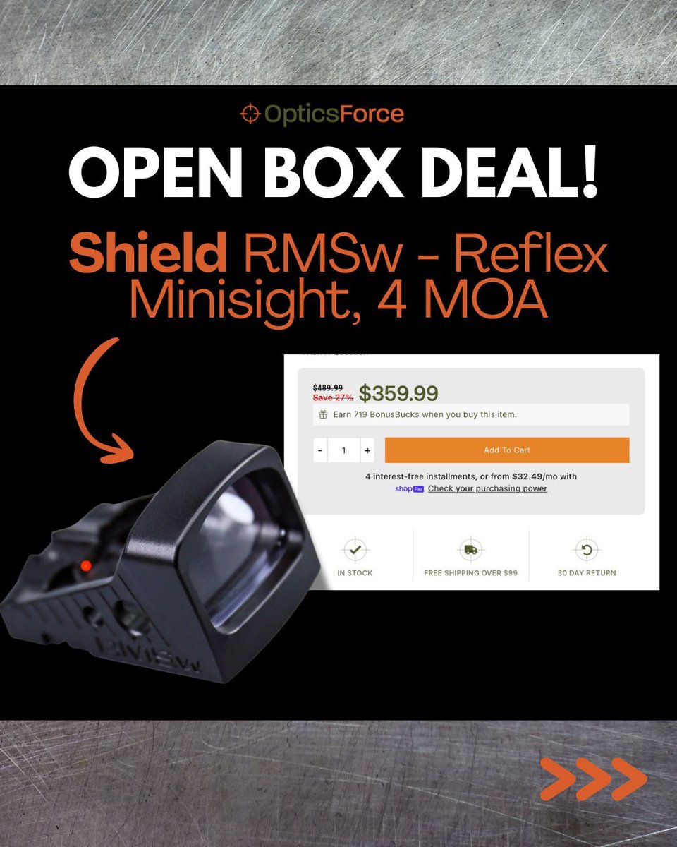 optics_force's tweet image. THIS ONE WON’T LAST LONG!  🔥🤑

Score the Shield RMSw Reflex Minisight (4 MOA) in our Open Box Deal, and as always… free &amp;amp; fast shipping!

LIVE now on the website. 💻

#OpticsForce #ShieldRMSw #ReflexSight #PistolOptics #ShootingGear #TacticalGear #TargetAcquisition…