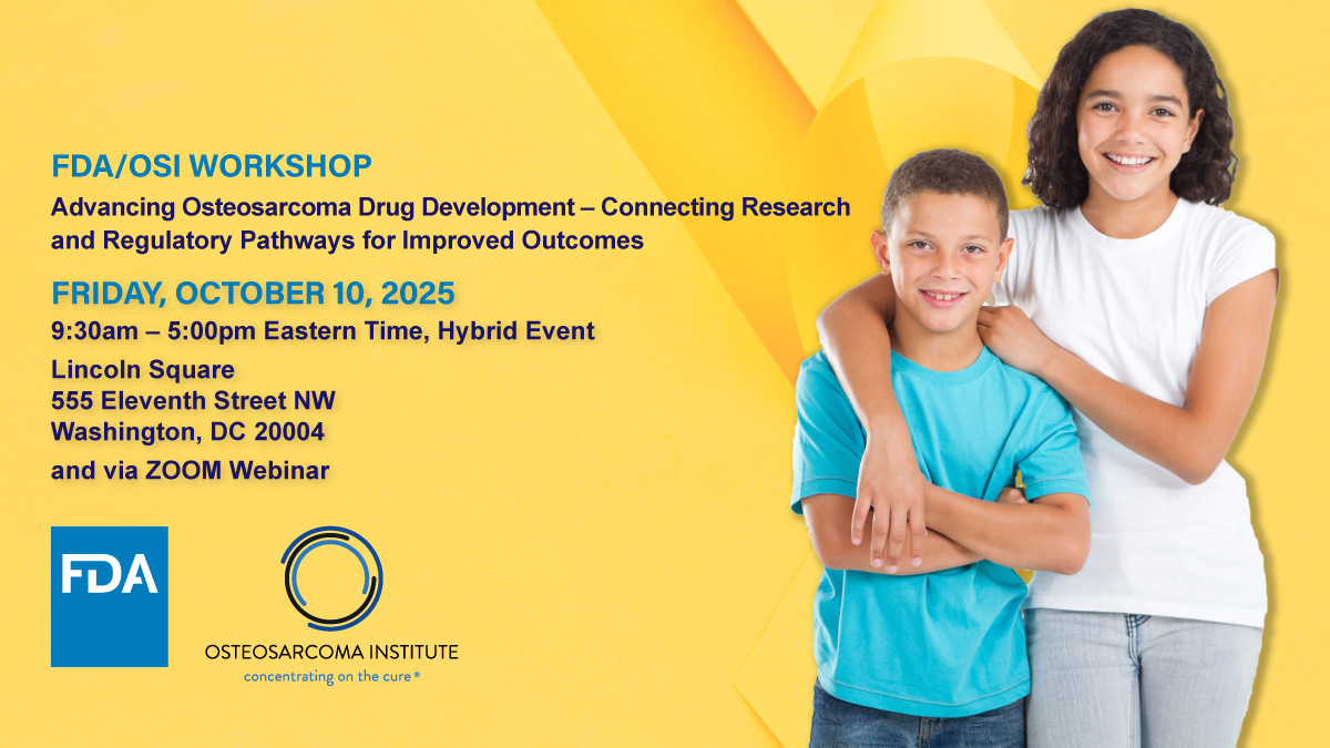 FDA Oncology (@fdaoncology) on Twitter photo New #osteosarcoma therapies needed NOW.
FDA & <a href="/OSInstitute/">The Osteosarcoma Institute</a> convening stakeholders Oct 10 to identify barriers, increase trial efficiency & advance innovative designs.
Join the conversation that could change outcomes! fda.gov/news-events/fd…
#RareDiseaseResearch New #osteosarcoma therapies needed NOW.
FDA & <a href="/OSInstitute/">The Osteosarcoma Institute</a> convening stakeholders Oct 10 to identify barriers, increase trial efficiency & advance innovative designs.
Join the conversation that could change outcomes! fda.gov/news-events/fd…
#RareDiseaseResearch