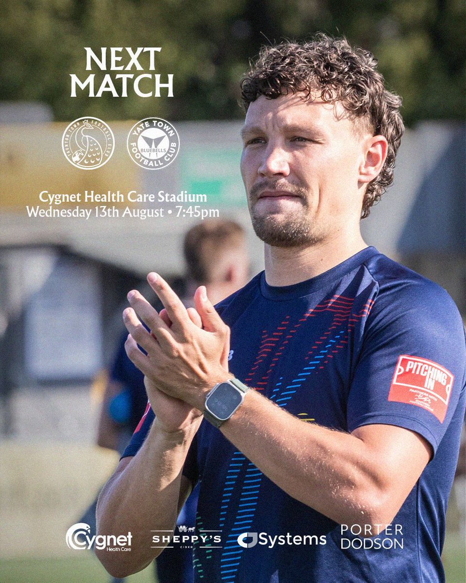 TauntonTownFC's tweet photo. Our attention now turns to another tough challenge as we welcome newly promoted Yate Town to the Cygnet.

Let’s pack the stands and get behind Luffers and the lads.

🆚 Yate Town
🏟️ Cygnet Health Care Stadium
🗓️ Wednesday 13 August
🕖 7:30pm

#UpThePeacocks 🦚 https://t.co/ihQlH7I5IT