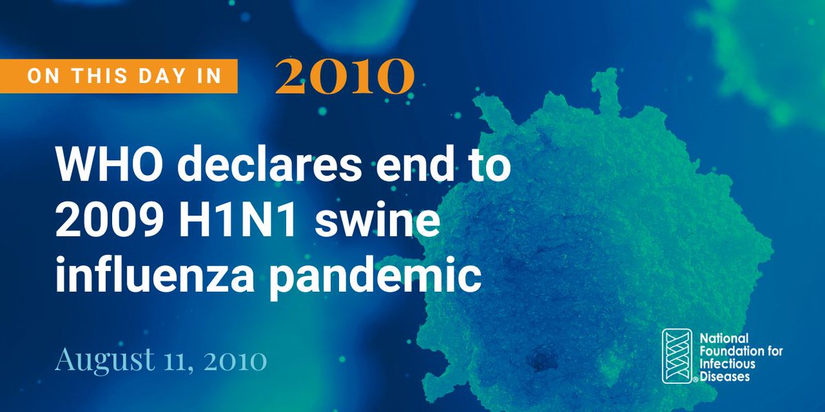 #OnThisDay in 2010, <a href="/WHO/">World Health Organization (WHO)</a> declared an end to the global 2009 H1N1 influenza pandemic 🎉 However, flu viruses still circulate, so it is important to #GetVaccinated to help #FightFlu every year!

Learn more at: nfid.org/flu