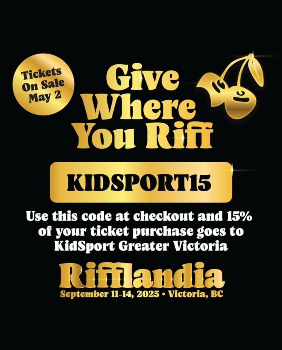 Just one month until Rifflandia, Victoria's longest standing music festival kicks off. When you buy your festival tickets, use code KIDSPORT15 and 15% of your purchase will benefit KidSport Greater Victoria!

Head over to rifflandia.com now for more info!