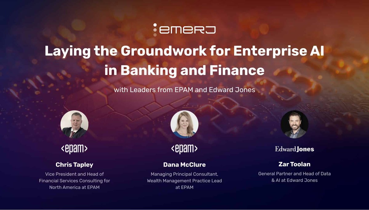 Emerj AI Research (@emerj) on Twitter photo AI in finance is more than tech—it’s culture, trust, and talent. Leaders from <a href="/EPAMSystems/">EPAM Systems</a>, <a href="/EdwardJones/">Edward Jones</a>, and <a href="/Emerj/">Emerj AI Research</a> share how to scale responsibly. Read more:
emerj.com/laying-the-gro… AI in finance is more than tech—it’s culture, trust, and talent. Leaders from <a href="/EPAMSystems/">EPAM Systems</a>, <a href="/EdwardJones/">Edward Jones</a>, and <a href="/Emerj/">Emerj AI Research</a> share how to scale responsibly. Read more:
emerj.com/laying-the-gro…