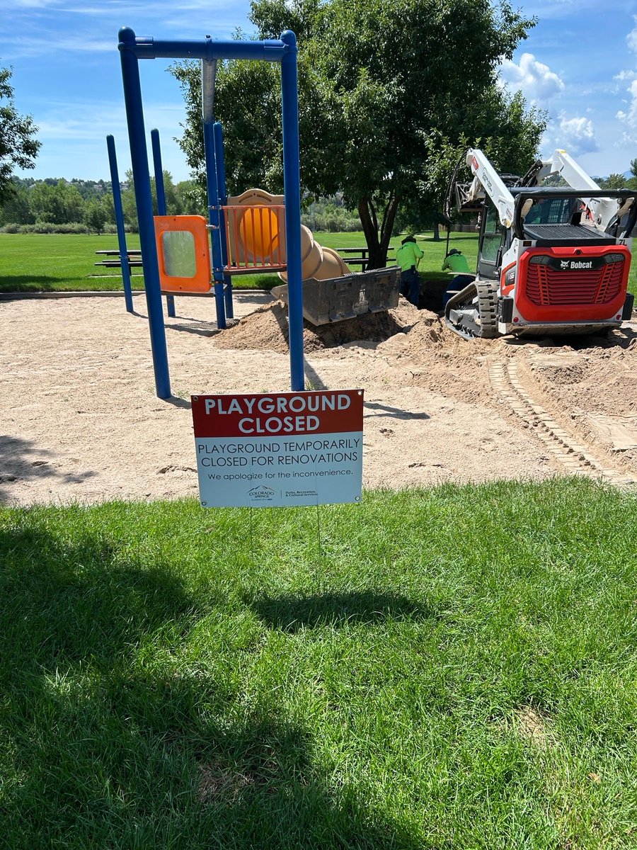 ✨🚧 Construction starts TODAY at Rampart &amp; Woodland Hills Park playgrounds in NE #COSprings! Playgrounds are temporarily closed for construction, click the links below to learn more. #COSParks

Rampart Park:  coloradosprings.gov/RampartPark

Woodland Hills: coloradosprings.gov/WoodlandHillsP…