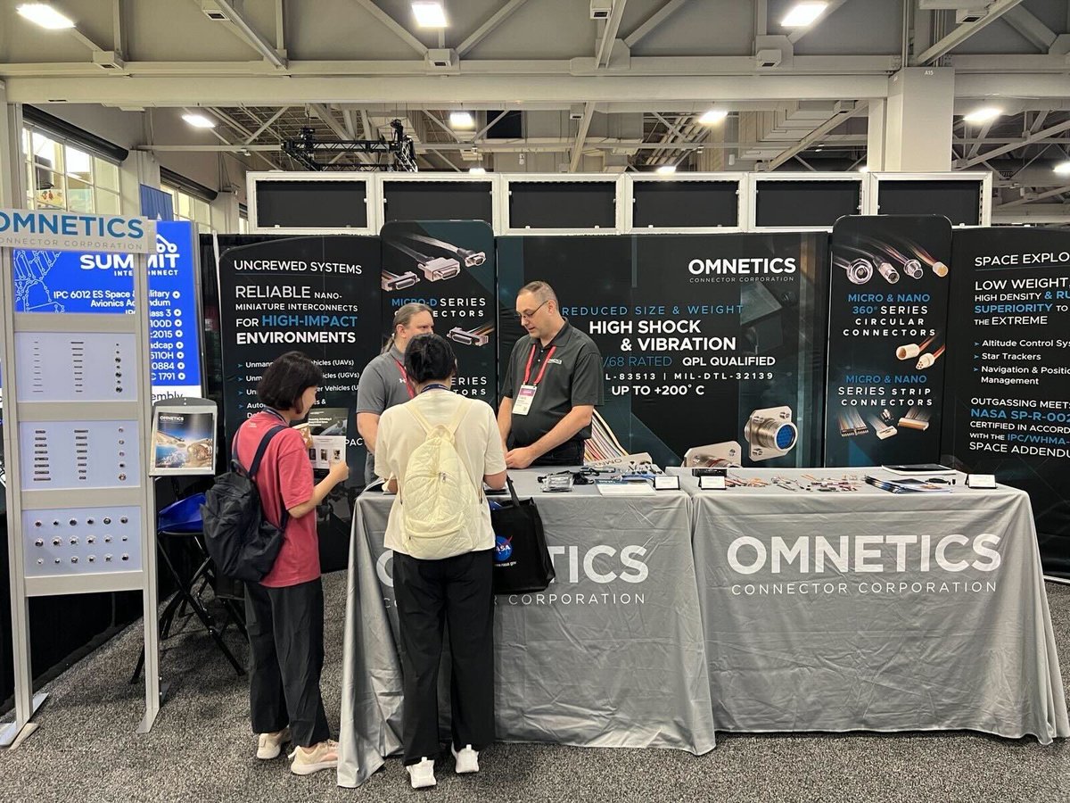 Omnetics's tweet image. Mission ready and on display! 🚀 

We&apos;re live at the Small Satellite Conference, here at Booth 1504, to show you how Omnetics #miniatureconnectors are powering next-gen satellites and #aerospacesystems. Because your mission-critical design is our priority.

#SmallSat25 #SLC #SWaP
