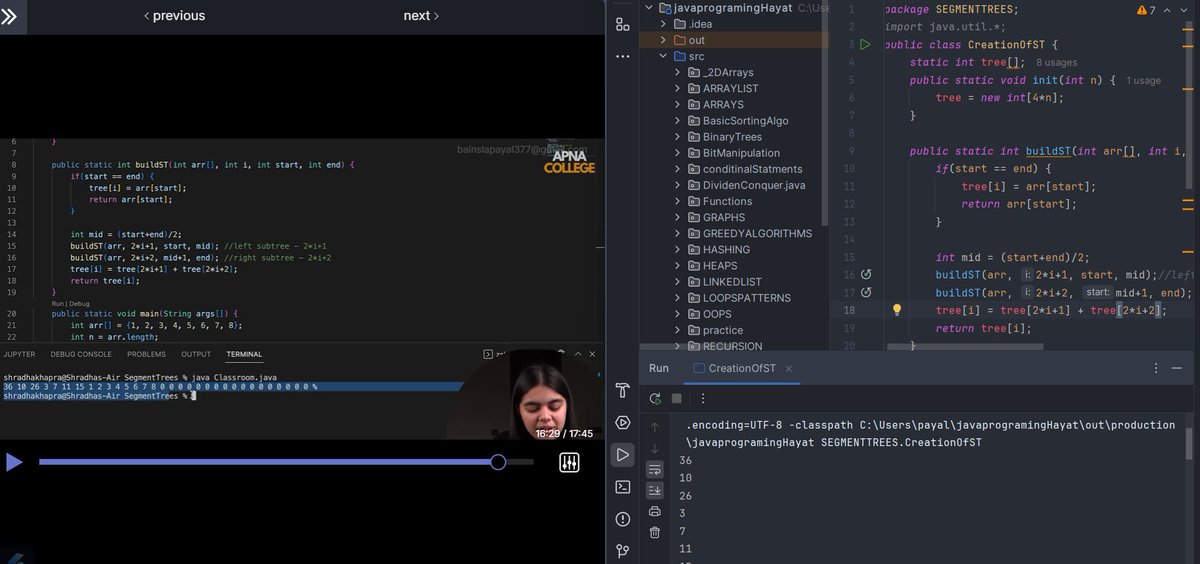 payalbains53359's tweet image. 🌳 Day 42 of #100DaysOfCode
Started building Segment Trees today!
🔹 Introduction to Segment Trees
🔹 Understanding node count & structure
🔹 Creating the tree from an array
#100DaysofCode #JavaJourney #CodingChallenge 
    @ApnacollegeX                           @ShradhaKhapra_