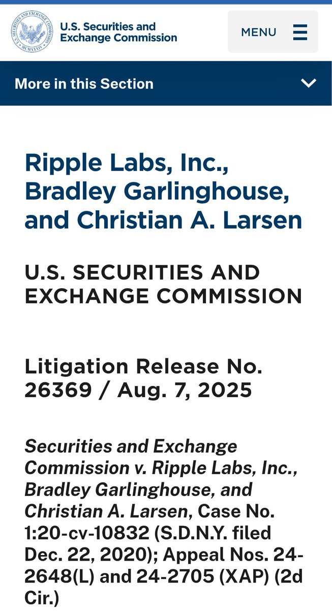 mrnguyen007's tweet photo. 🚨 🚨 BREAKING NEWS:

The US SEC has formally announced the end of the Ripple lawsuit. 📃 ⚖️ 🪙 🇺🇸 

#XRP #RLUSD #XRPETF 💎 💎 💎 💎 💎 💎 💎 💎 💎 💎 https://t.co/zsiRbcMfIv