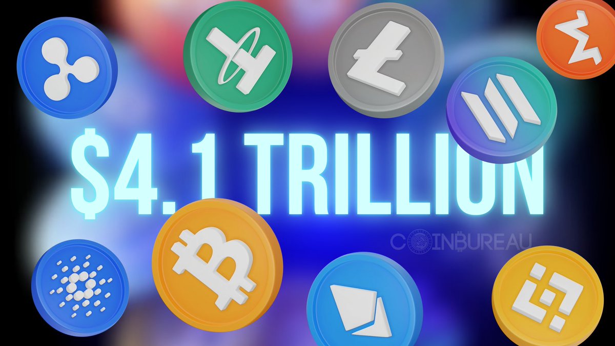 ⚡️THE CRYPTO MARKET HITS $4.1T! The total crypto market cap smashes to a  new all-time high of $4.1 trillion — breaking records as momentum  accelerates across Bitcoin, Ethereum, and altcoins. How high